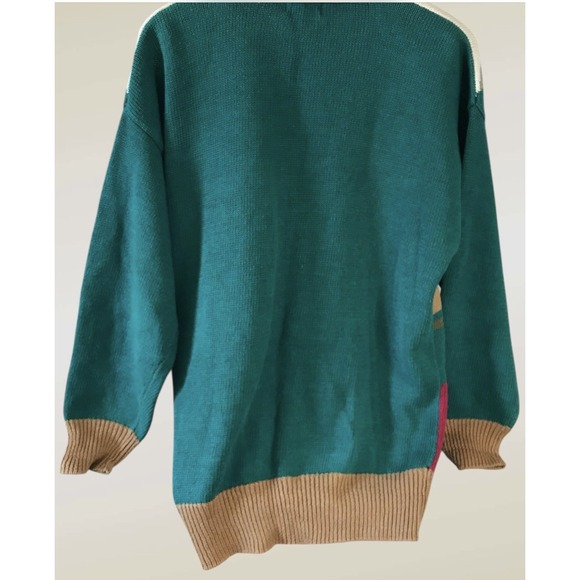 Vintage Koret 1990s Equestrian theme Horses Animal Preppy Knit Cardigan Sz Large - Picture 5 of 6